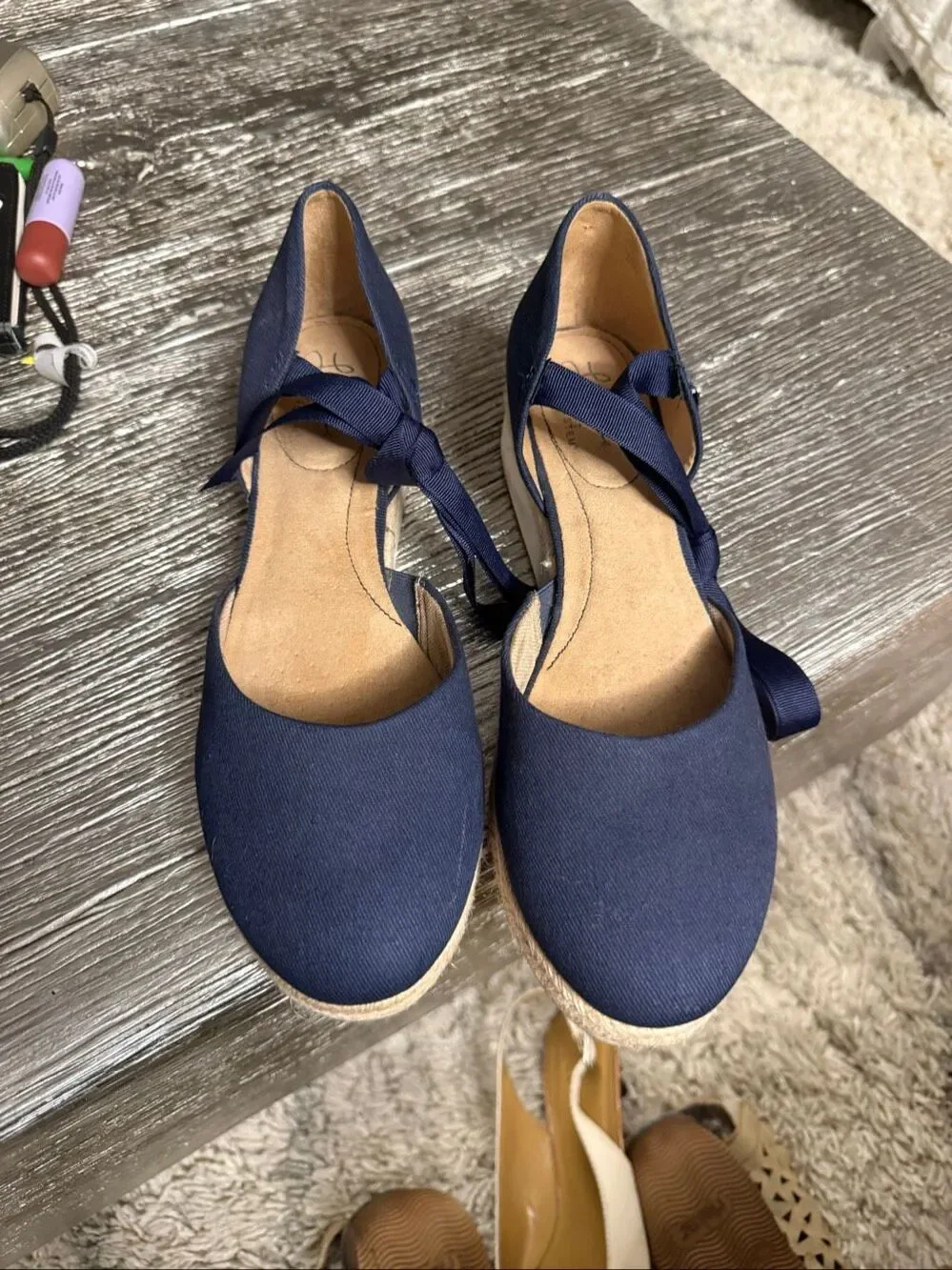 Life Stride Sift System Navy Ankle Tie Espadrille sz 9.5 EUC